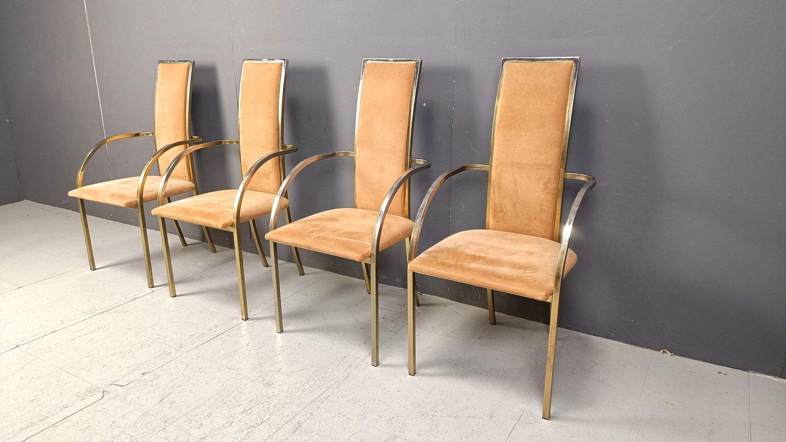 Brass Dining Chairs By Belgochrom, 1970s   Set Of 4 photo 950.0