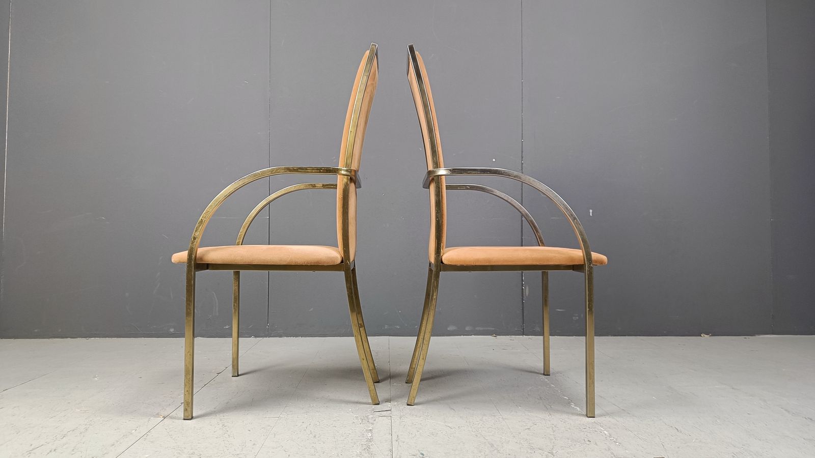Brass Dining Chairs By Belgochrom, 1970s   Set Of 4 photo vinterior