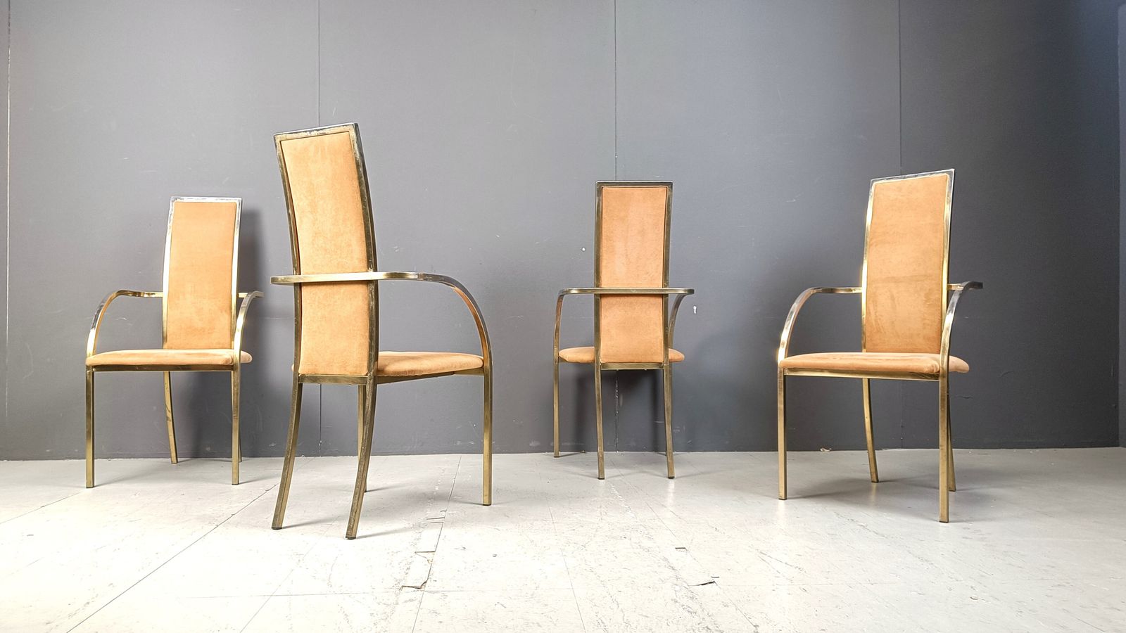 Brass Dining Chairs By Belgochrom, 1970s   Set Of 4