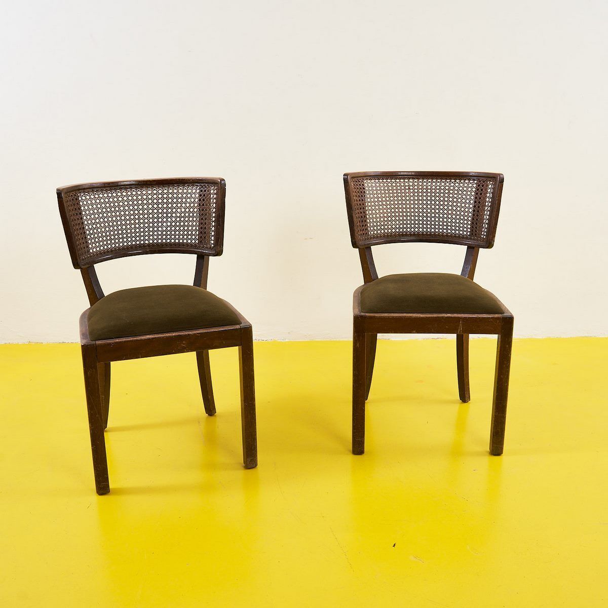 Pair Of Chairs From The 40s/50s In Wood And Vienna Straw