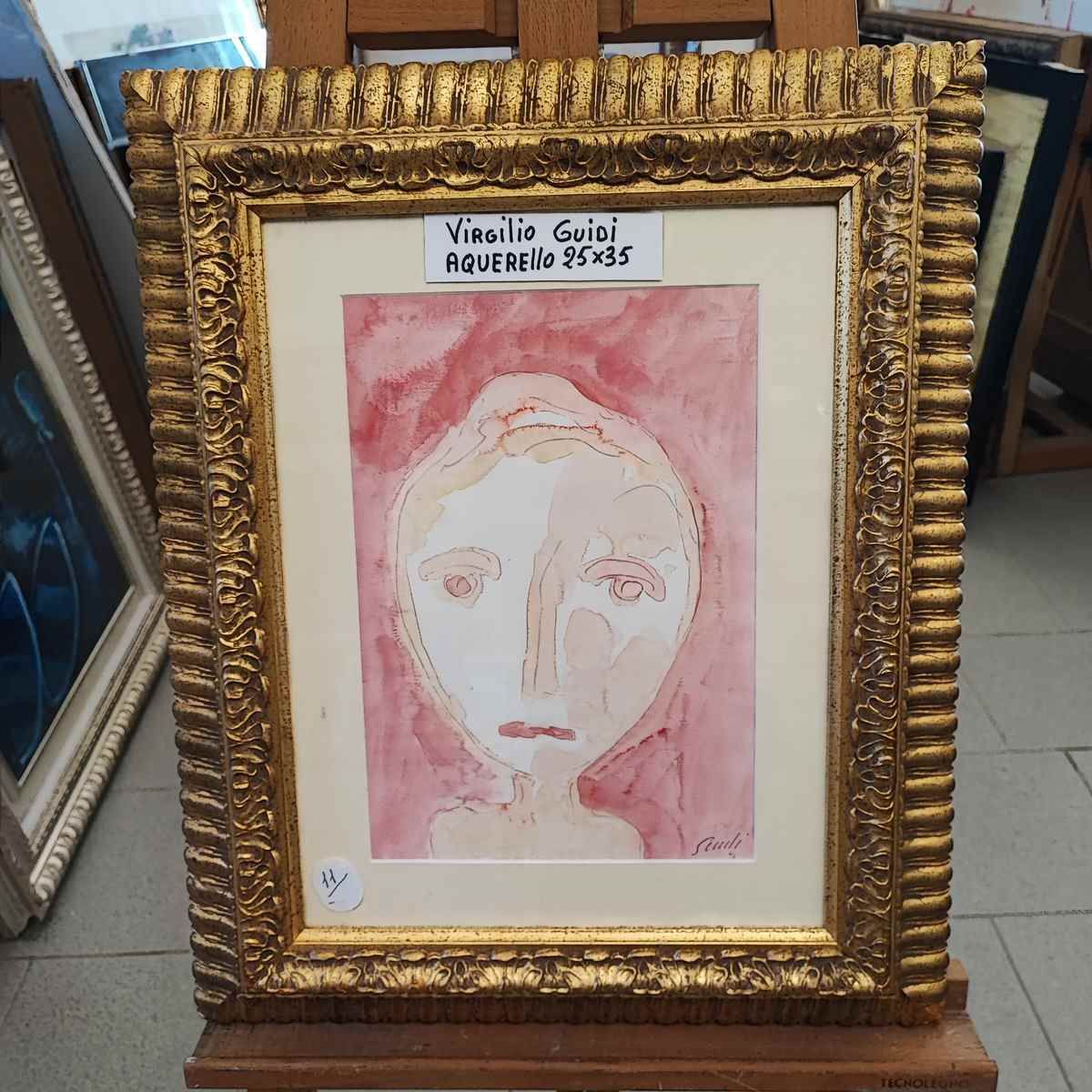 Virgilio Guidi Watercolor On Paper, 25 X 35 Cm