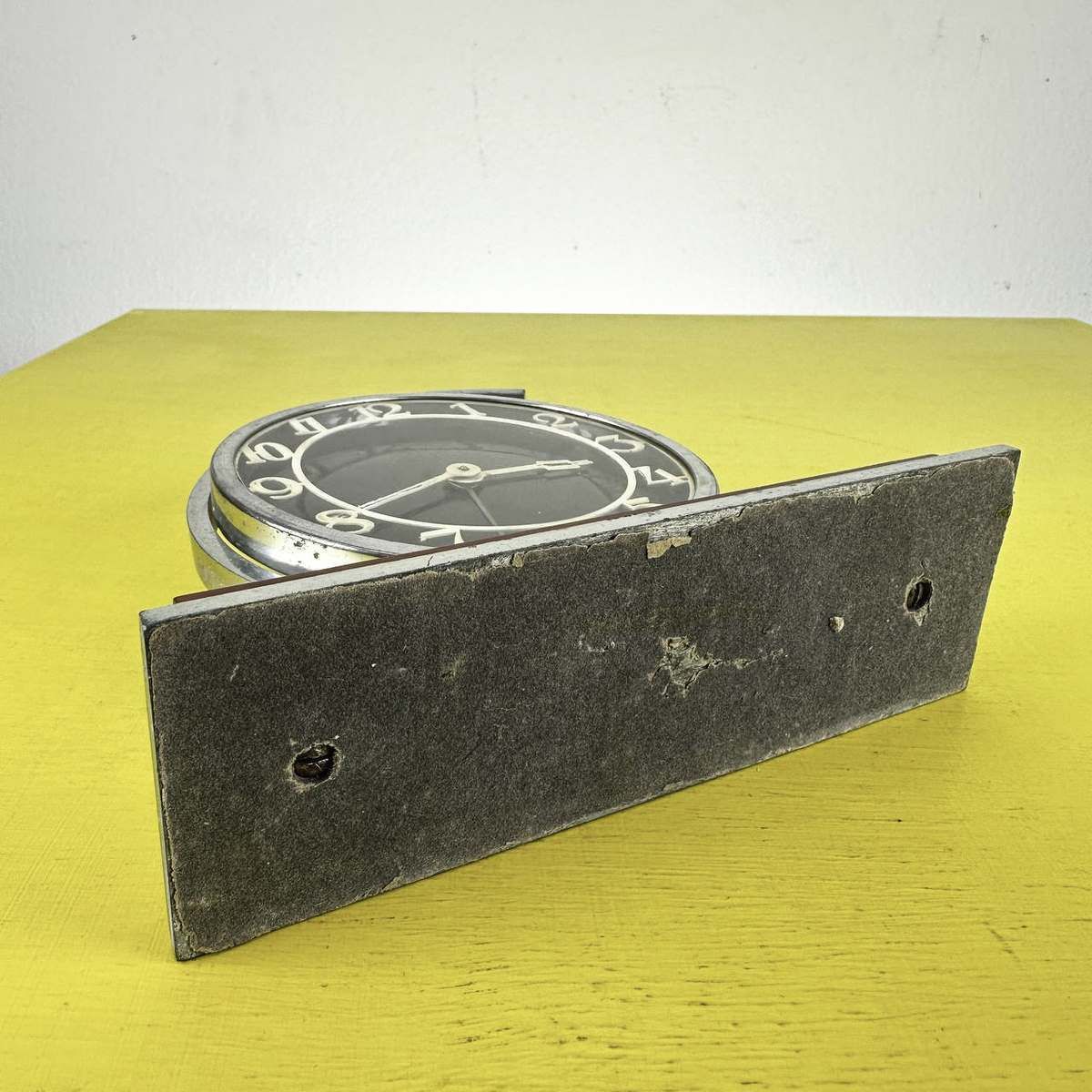 Vintage Germany Table Clock In Metal And Glass, 1930s Deco photo vintage