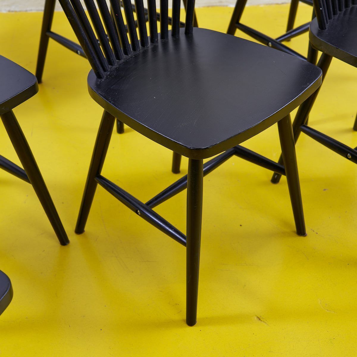 Vintage Black Wooden Chairs, 1990s photo furniture