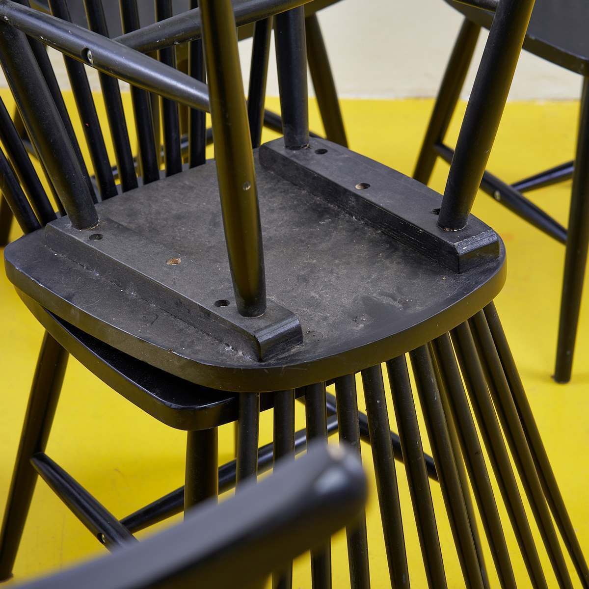 Vintage Black Wooden Chairs, 1990s photo vintage