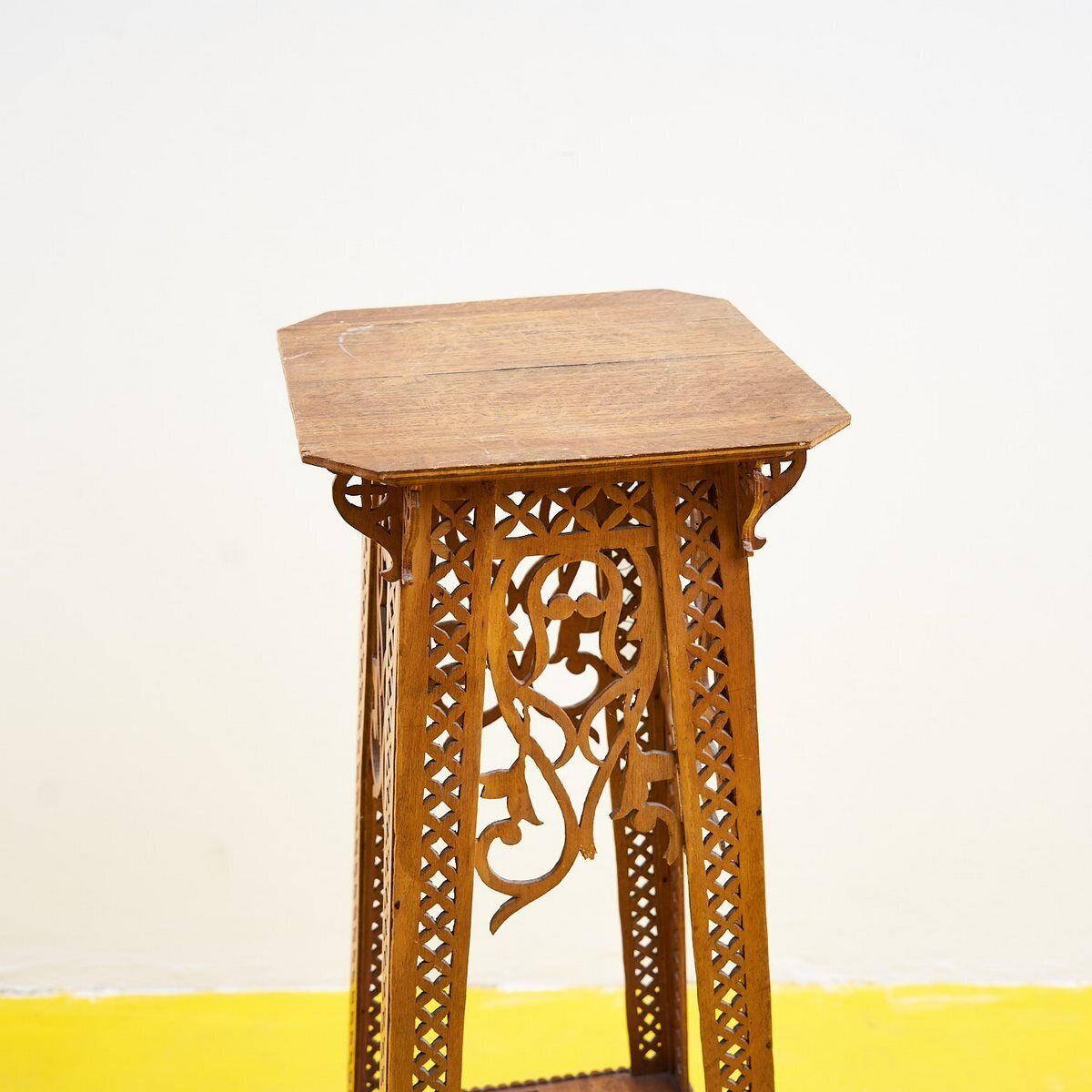 60's Carved Wooden Plant Holder photo furniture
