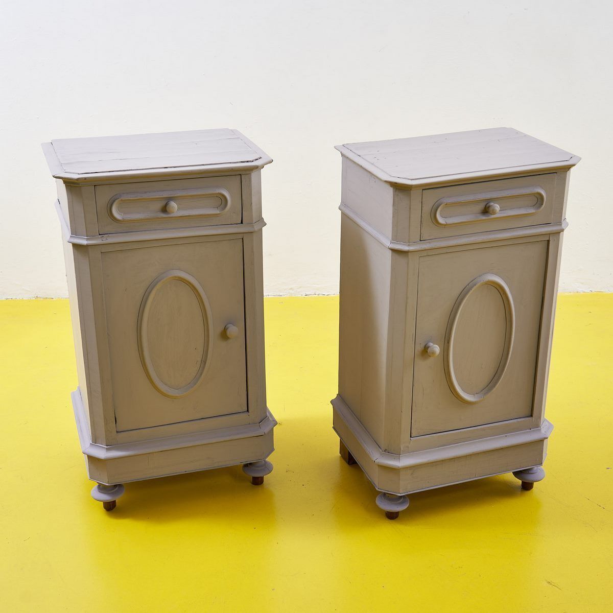 Pair Of 1930s Dove Grey Bedside Tables
