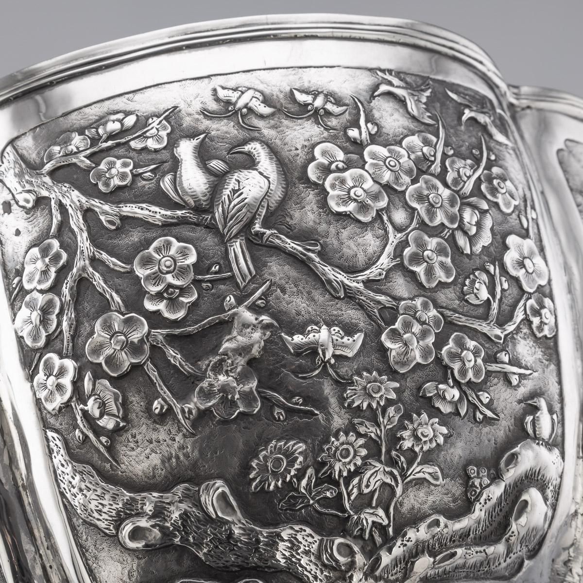 19th Century Chinese Export Large Solid Silver Bowl photo Home Decor