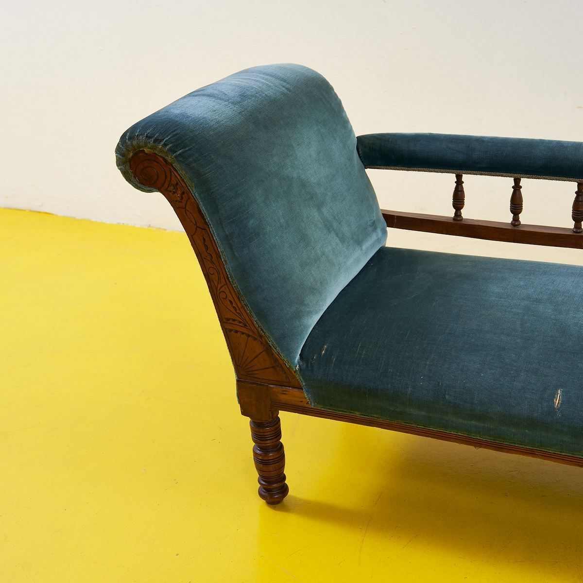 Wooden And Velvet Daybed Sofa, 1800s photo furniture