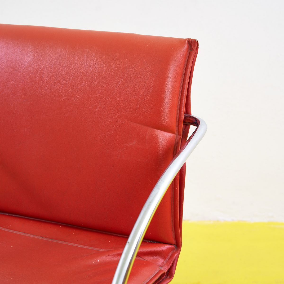 Pair Of Red Faux Leather Office Chairs photo Furniture
