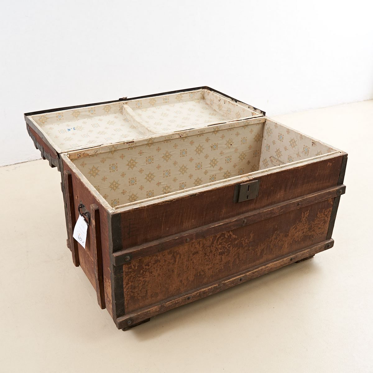 Antique Wooden Trunk, 1800s photo for sale