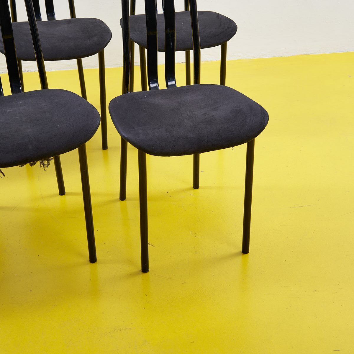 Vintage Black Metal Chairs, Giorgio Cattelan Design, 6 Pieces photo furniture