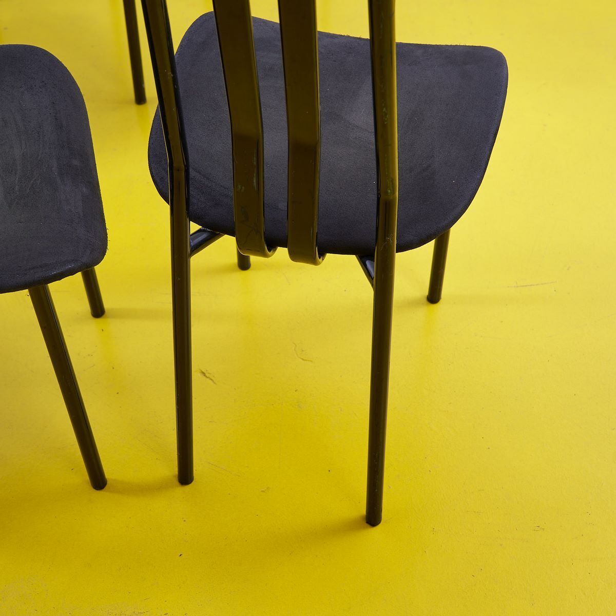 Vintage Black Metal Chairs, Giorgio Cattelan Design, 6 Pieces photo buy