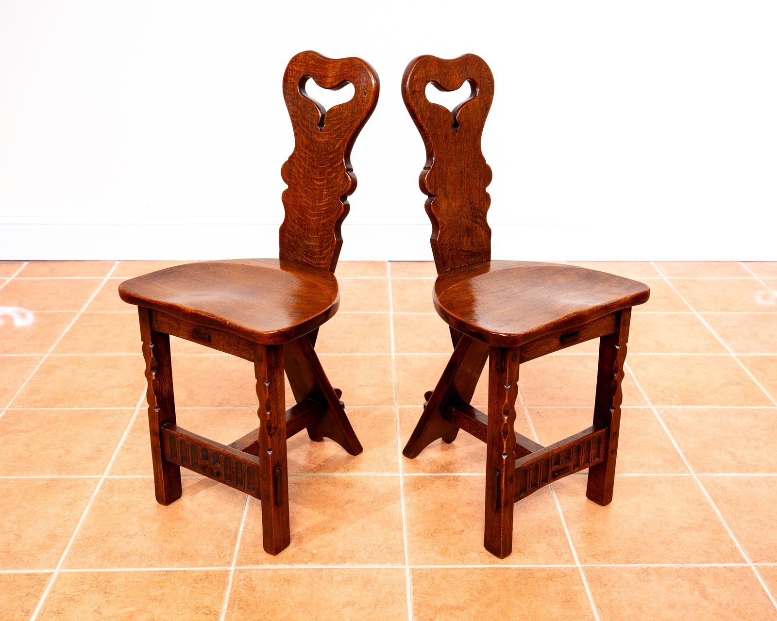 Vintage Arts & Crafts Chairs Pair Hall Side Dining Chairs By Rupert Griffiths Rusti.C Cotswold School Traditiona.L Mission Craftsman Mid Century Mcm photo Furniture