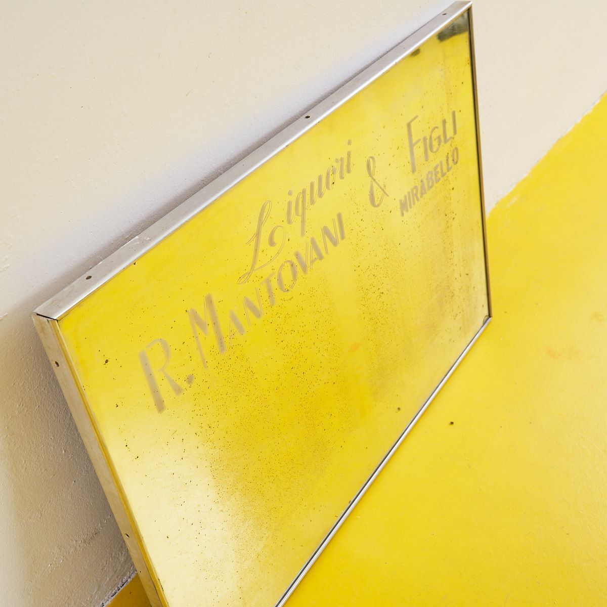 Silkscreened Mirror Liquors R.Mantovani And Sons Mirabello Ferrara, Aluminum Frame photo 473.0