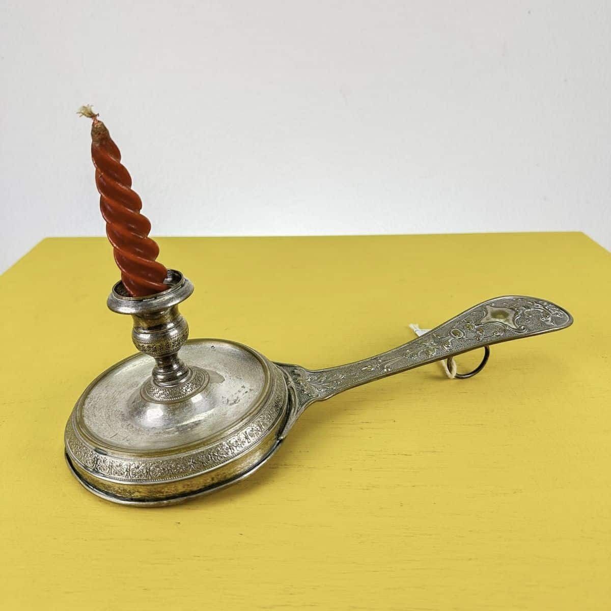 Art Nouveau Style Silver Plated Metal Candle Holder