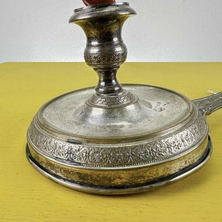 Art Nouveau Style Silver Plated Metal Candle Holder photo furniture