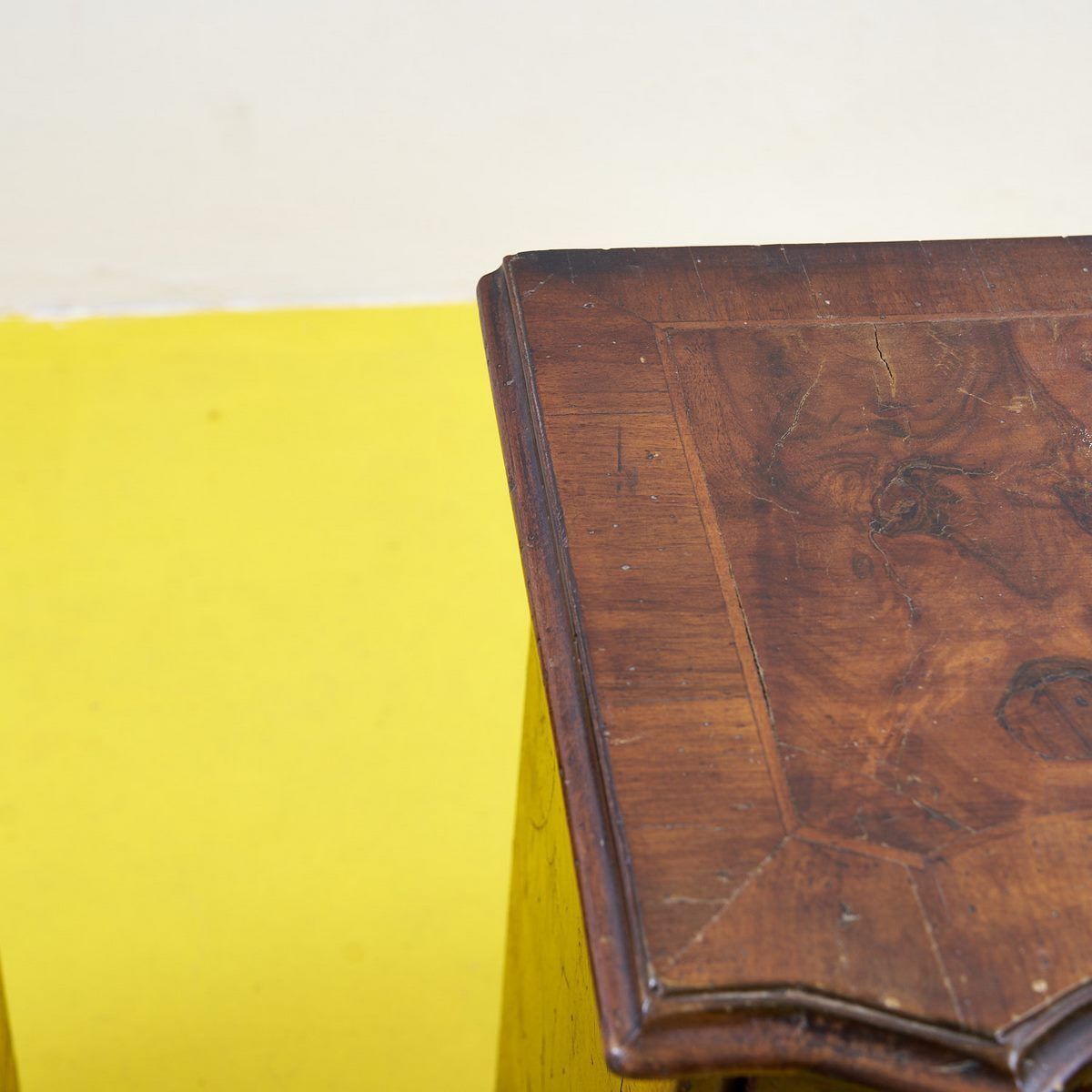 Pair Of Vecchia Cerea Bedside Tables, Early 1900s, In Walnut Wood, Slabed And Threaded, With Three Mossi Drawers photo vintage