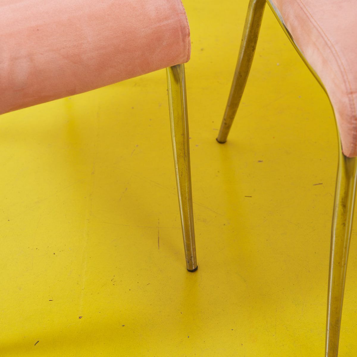 70's Chairs In Metal And Pink Fabric, 6 Pieces photo vintage