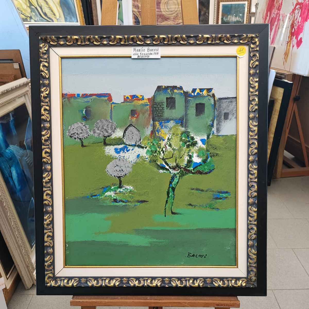 Manilo Baccosi Oil On Canvas 50 X 60 Cm