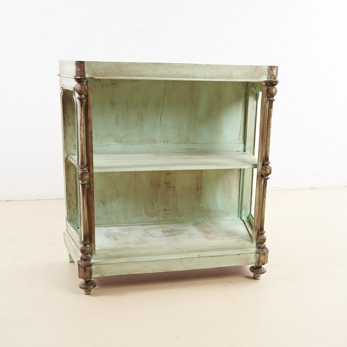 Mint Green Bookcase Sideboard With Dark Brown Shades