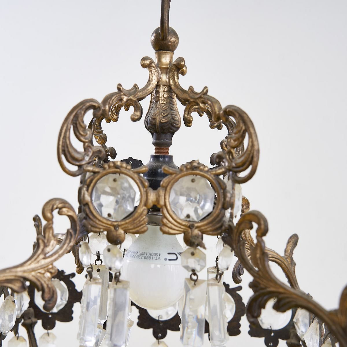1930s Metal And Glass Chandelier photo vintage