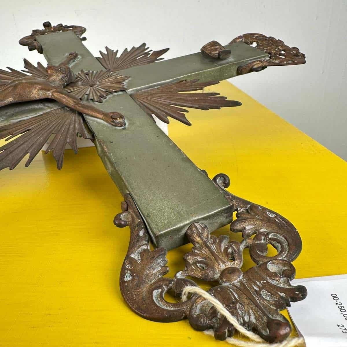 Wooden And Metal Altar Crucifix photo for sale