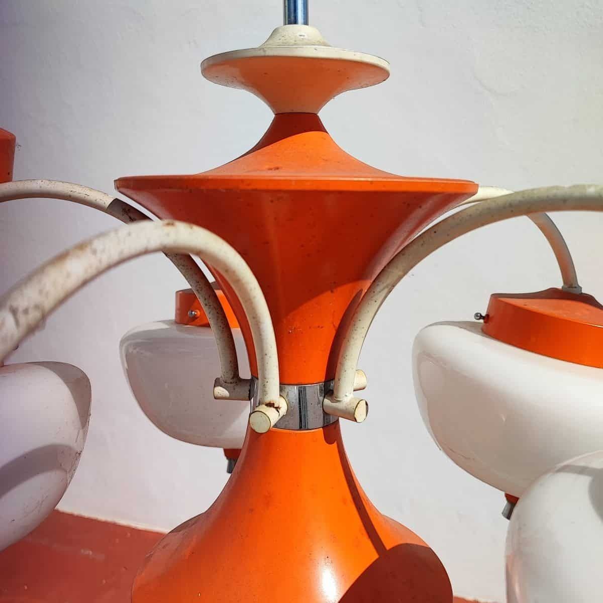 Beautiful 60s Opaline Glass Chandelier In Space Age Style photo Home Decor