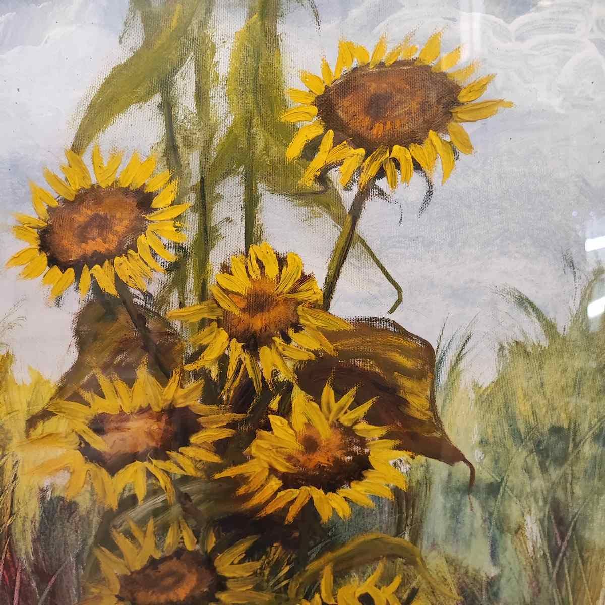 Giovanni Lovetti. Ferrarese Painter Lithography Sunflowers 70×50 Cm photo furniture