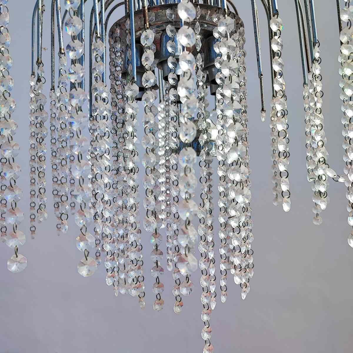 Vintage Chandelier In Metal And Glass Drops photo Lighting