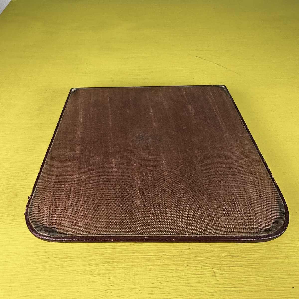 Vintage Glass Ashtray With Wooden Base Covered In Leather, Attributed To Fontana Arte photo vintage