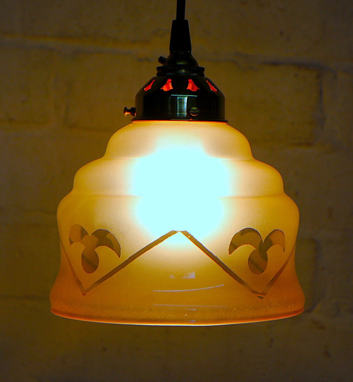 Ceiling Light Antique French Cafe Blush Pink Lampshade Etched With New Fittings photo Lighting