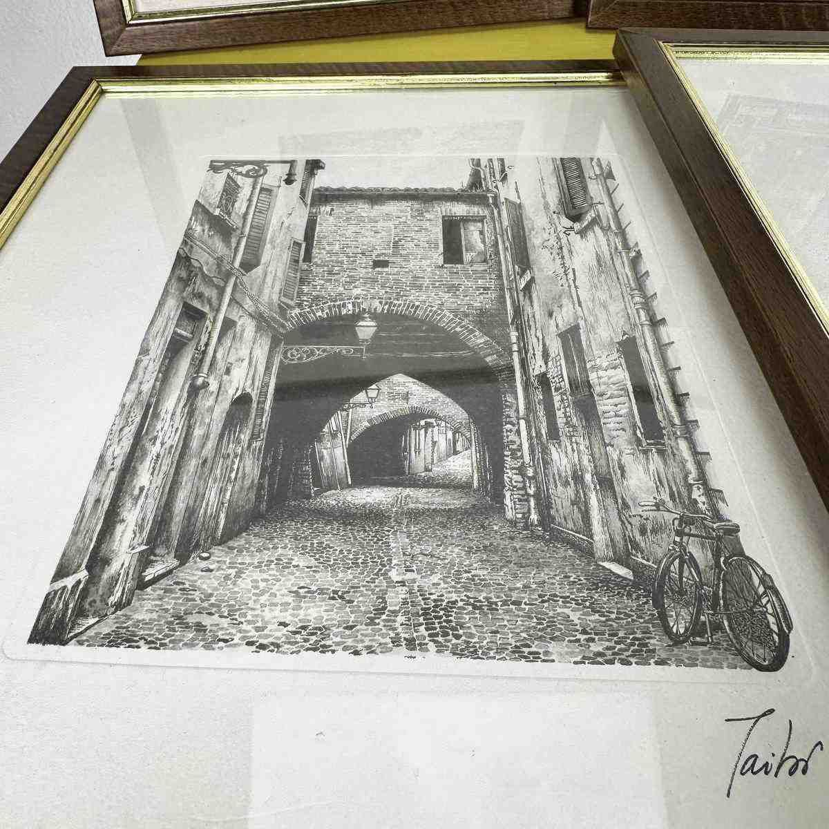 Vintage Lithographic Print Paintings Ferrara, 4 Pieces photo for sale