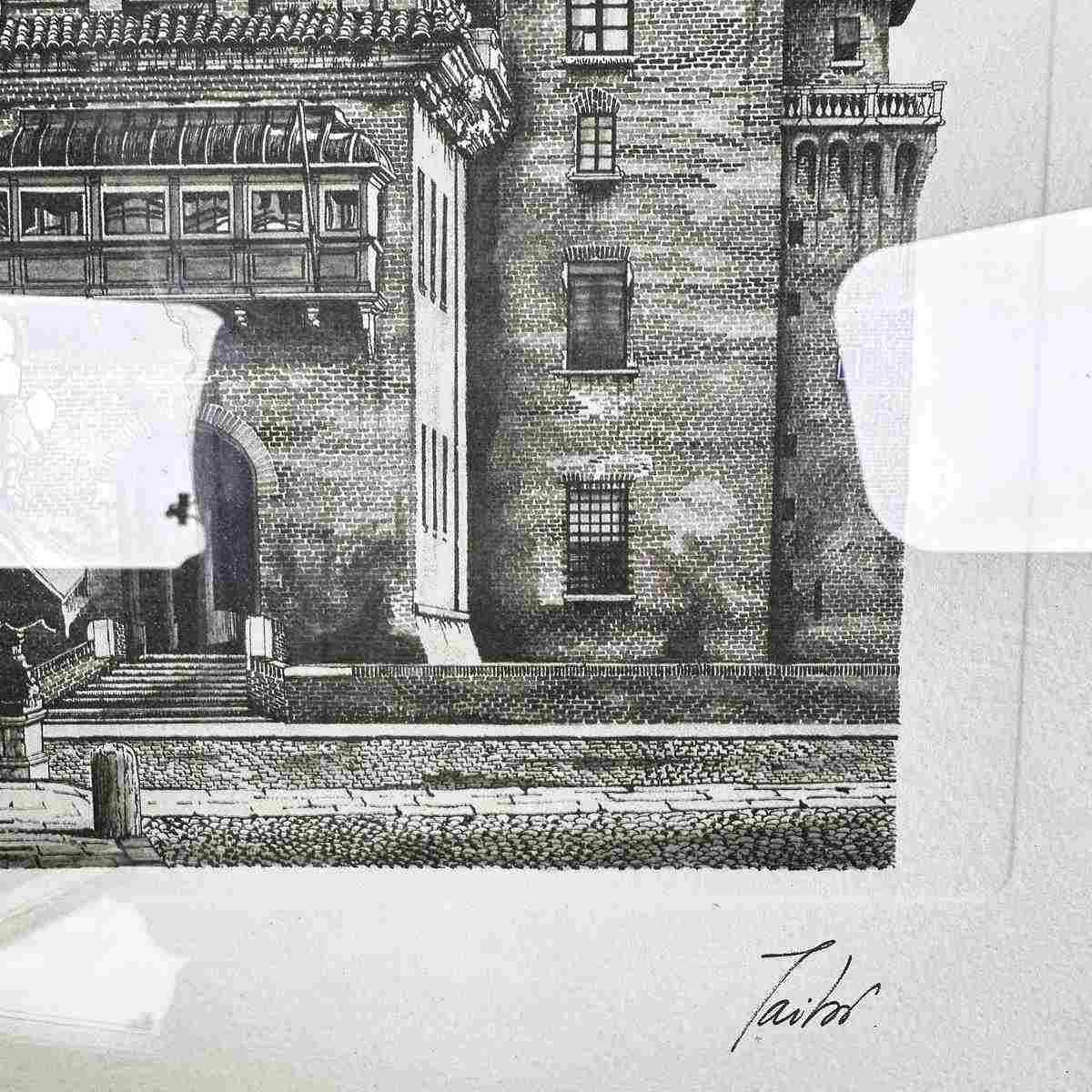 Vintage Lithographic Print Paintings Ferrara, 4 Pieces photo Art