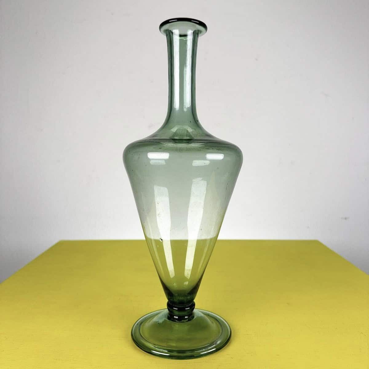 Vintage Green Blown Glass Cone Bottle