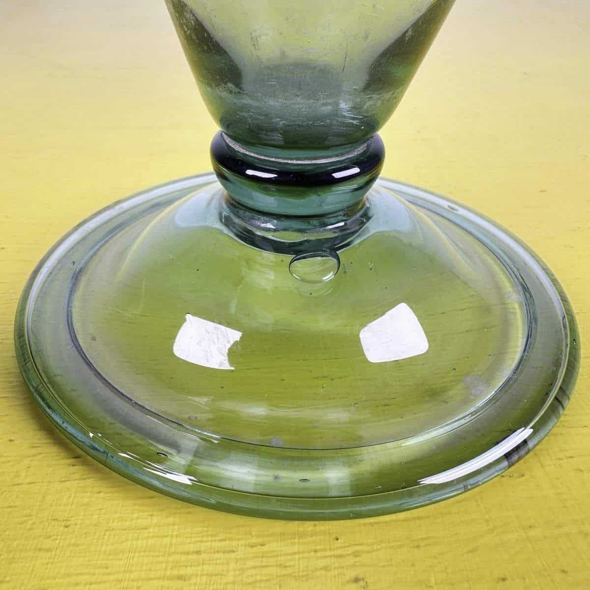 Vintage Green Blown Glass Cone Bottle photo vinterior