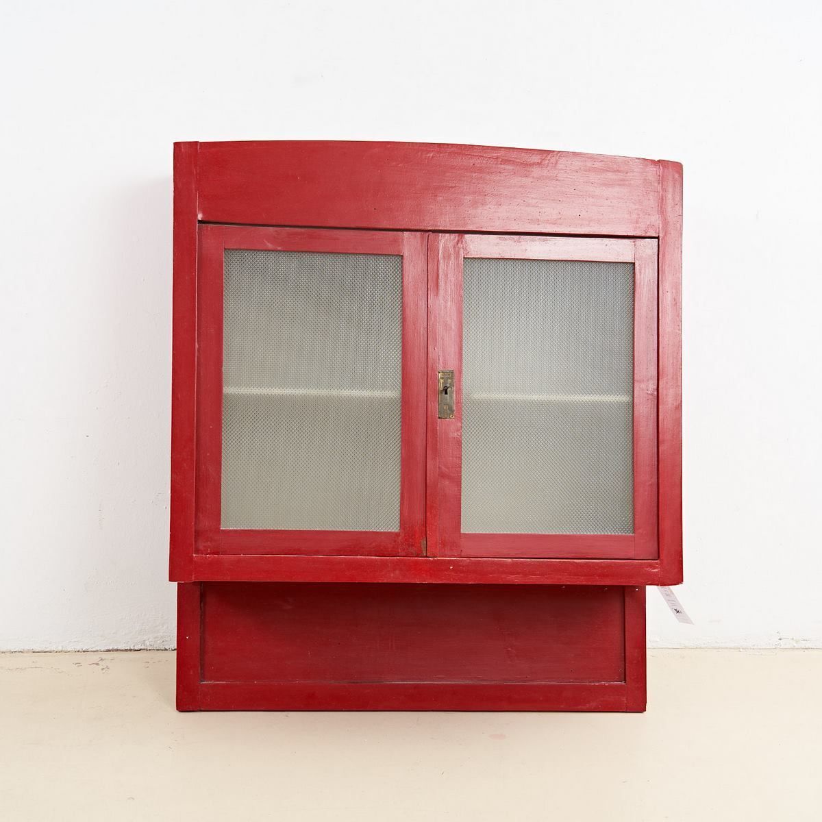 Vintage Red Lacquered Kitchen Cabinet