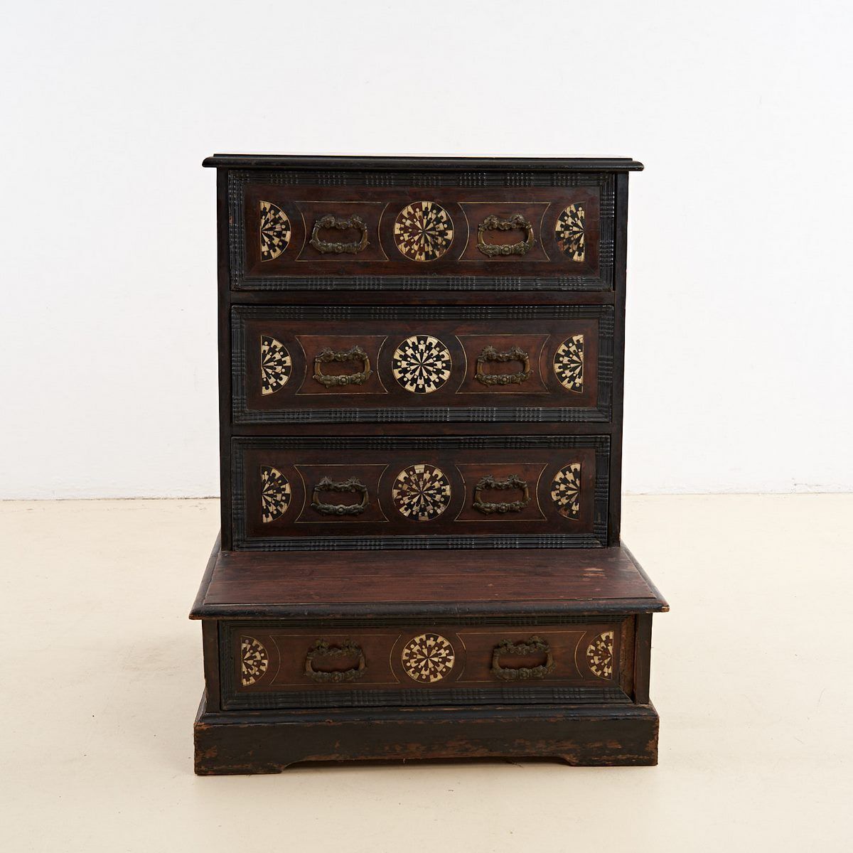 Antique Paneled And Inlaid Kneeler