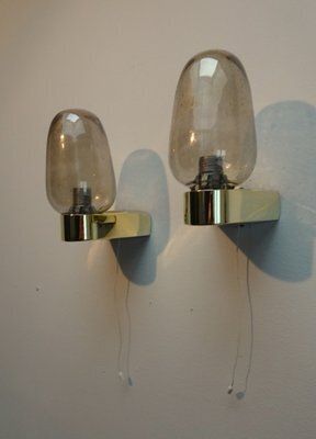 photo buy Vintage Scandinavian Wall Sconces In Glass With Spare Shade, 1970s, Set Of 2