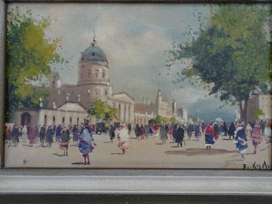 Antal Berkes, Impressionist Scenes, 1890s 1910s, Oil On Canvases, Set Of 2 photo Art