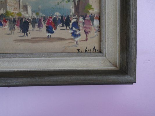 photo for sale Antal Berkes, Impressionist Scenes, 1890s 1910s, Oil On Canvases, Set Of 2
