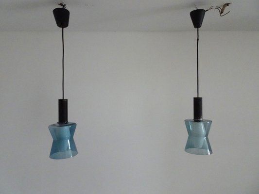 K2 135 Lamps In Blue Glass By Tapio Wirkkala For Idman, 1960s, Set Of 2 photo Lighting