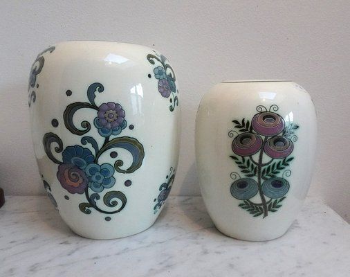 Art Deco Ceramic Vases By Faience De Nimy, Belgium, 1930s, Set Of 2