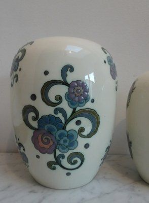 Art Deco Ceramic Vases By Faience De Nimy, Belgium, 1930s, Set Of 2 photo buy