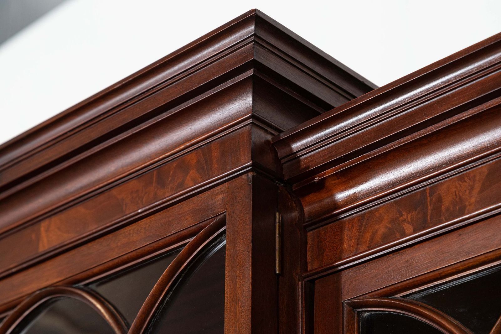 Furniture Large English Flame Mahogany Breakfront Bookcase photo