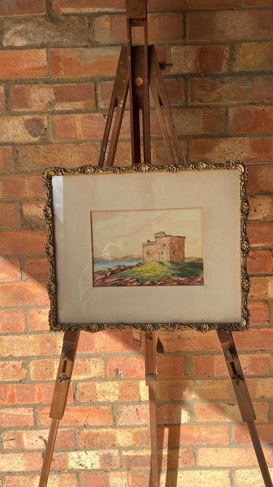 Early 1900s Watercolour Painting Of A Coastal Castle By G. Porteous photo furniture