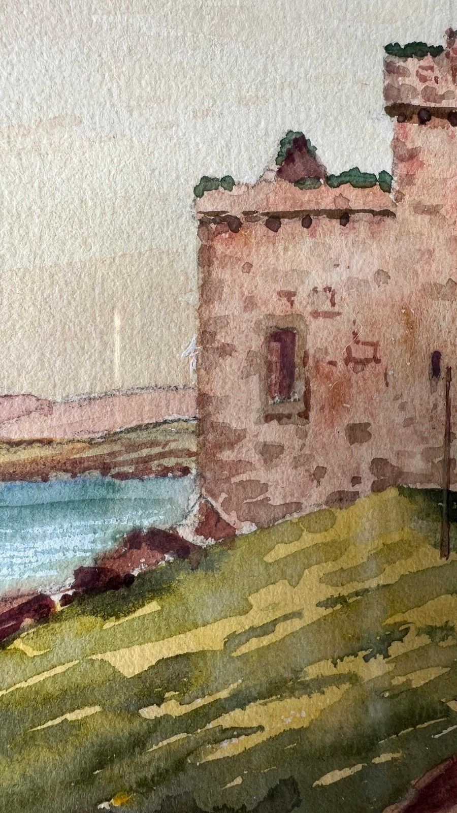 Early 1900s Watercolour Painting Of A Coastal Castle By G. Porteous photo buy