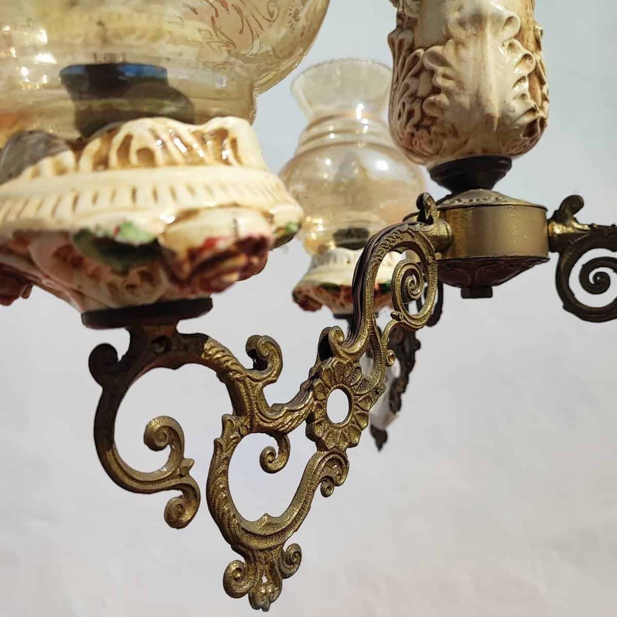 Vintage Ceramic Glass And Metal Chandelier photo 82.0
