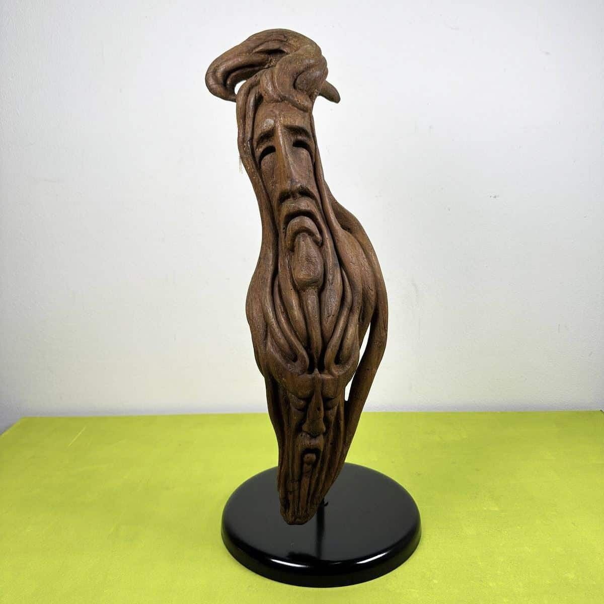 Vintage Sculpture Carved In Wood With Signature Rutilio