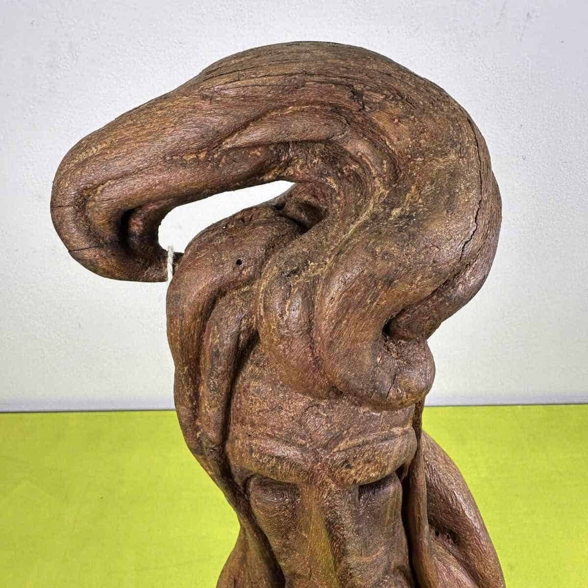 Vintage Sculpture Carved In Wood With Signature Rutilio photo for sale