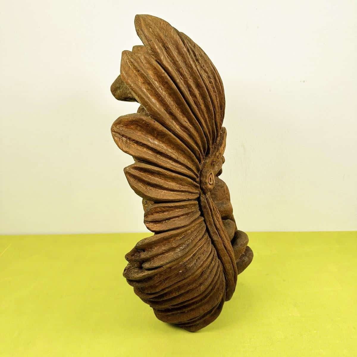 195.0 Vintage Wood Carved Sculpture Signed Rutilio, Indian photo